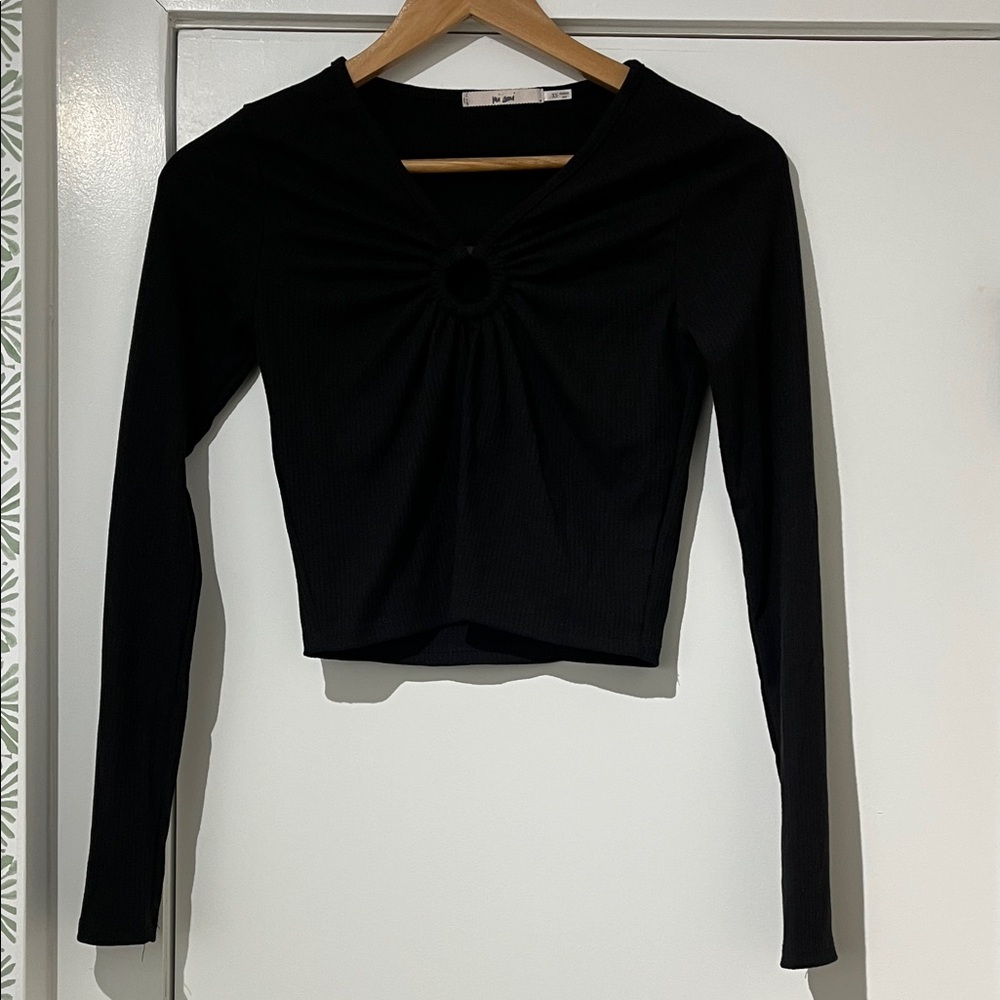 Mi Ami Black Long Sleeve Blouse Size XS